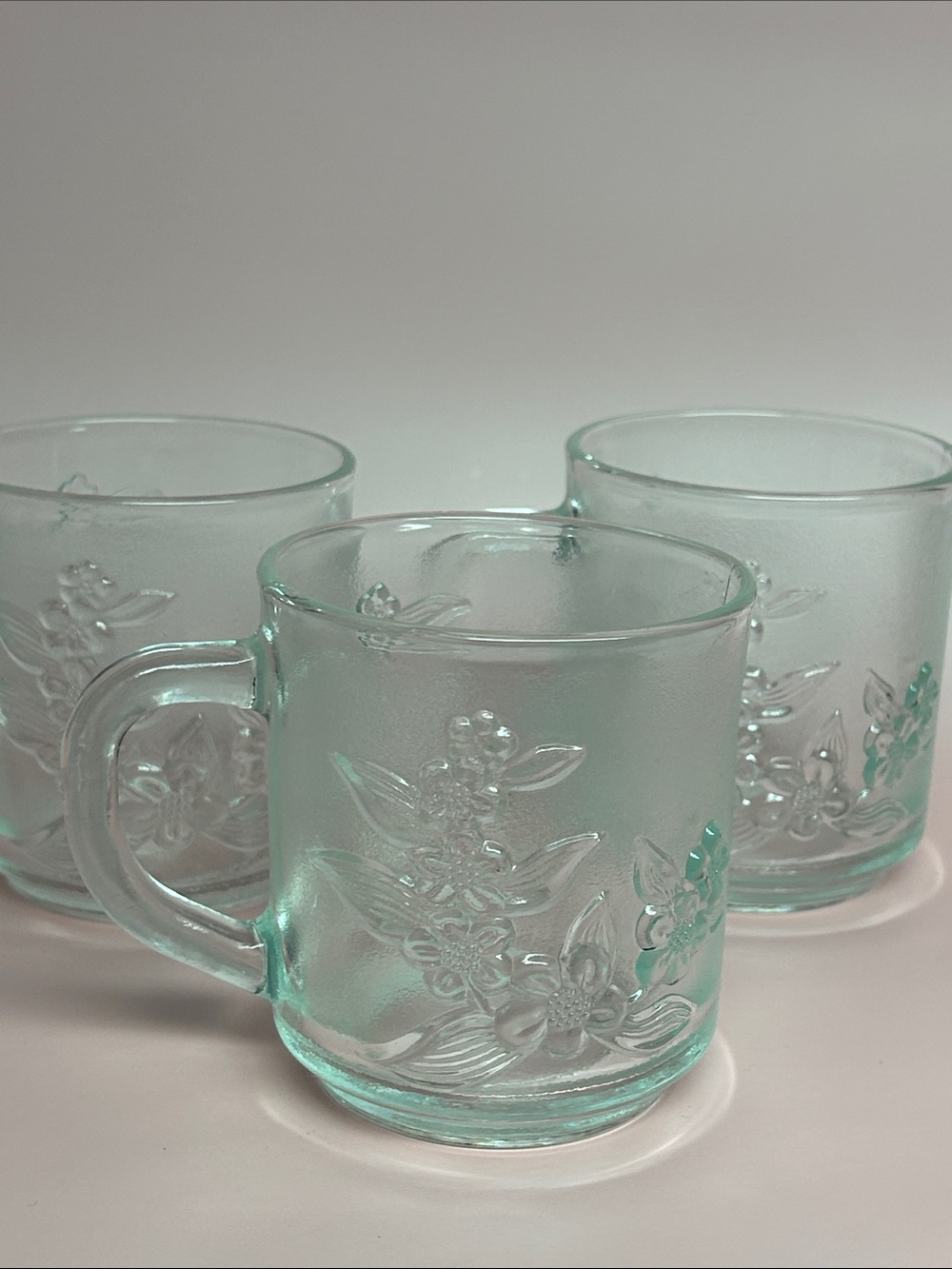 Set of 3 Floral Clear Glass Mug KiG Indonesia